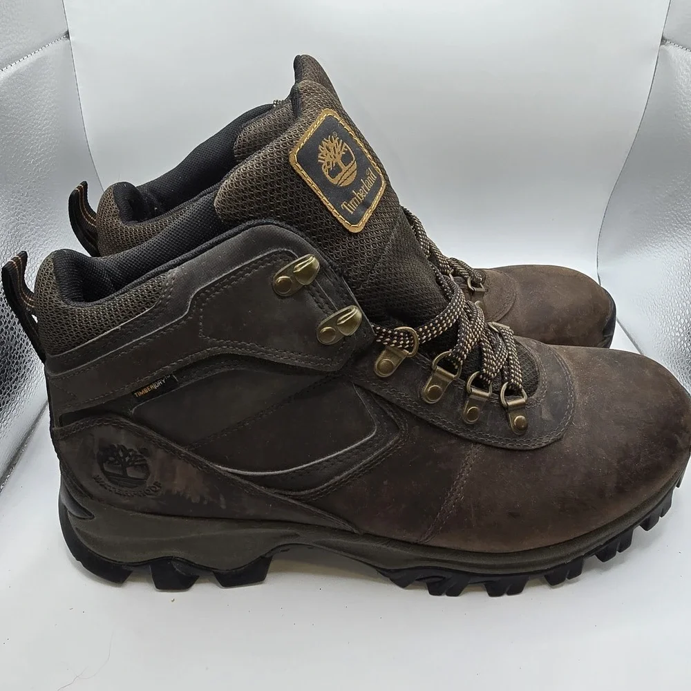 Timberland Men's 11.5 Hiking Boots Brown Leather Waterproof
